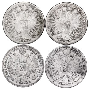 Franz Joseph I. (1848-1916) 20 Kreuzer LOT - 4 pcs
