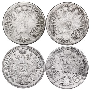 Franz Joseph I. (1848-1916) 20 Kreuzer LOT - 4 pcs