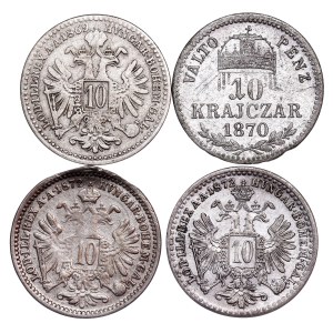 Franz Joseph I. (1848-1916) 10 Kreuzer LOT - 4 pcs