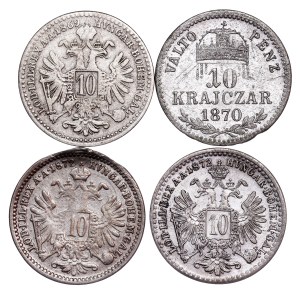 Franz Joseph I. (1848-1916) 10 Kreuzer LOT - 4 pcs