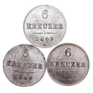 Franz Joseph I. (1848-1916) 6 Kreuzer LOT - 3 pcs