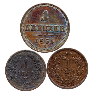 Franz Joseph I. (1848-1916) 1 Kreuzer LOT - 3 pcs