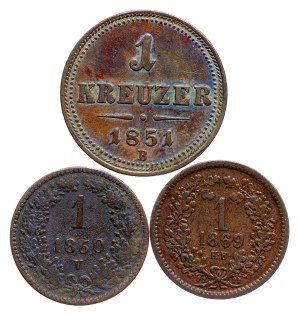 Franz Joseph I. (1848-1916) 1 Kreuzer LOT - 3 pcs