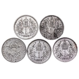 Franz Joseph I. (1848-1916) 1 Corona LOT - 5 pcs