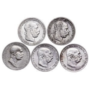 Franz Joseph I. (1848-1916) 1 Corona LOT - 5 pcs