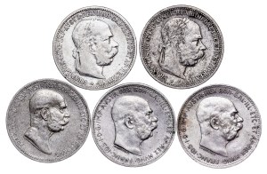 Franz Joseph I. (1848-1916) 1 Corona LOT - 5 pcs