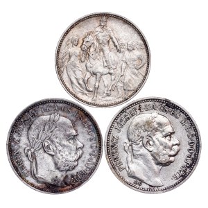 Franz Joseph I. (1848-1916) 1 Korona KB LOT - 3 pcs