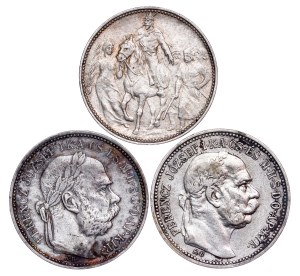 Franz Joseph I. (1848-1916) 1 Korona KB LOT - 3 pcs