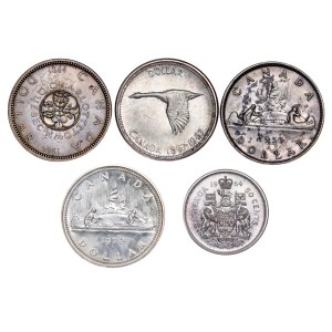 Canada - Silver Coin LOT - 5 pcs