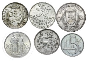 Czechoslovakia, Slovakia - Silver Coin LOT - 6 pcs