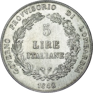 Italian States - Lombardy - 5 Lire 1848 M
