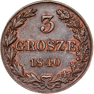Nicholas I. 3 grosze (trojak) 1840 MW, Warsaw