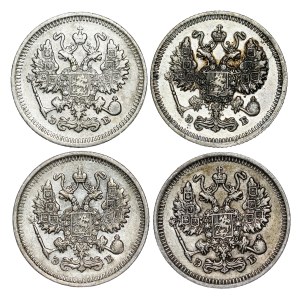 Russia - Nicholas II. , 10 Kopecks LOT - 4 pcs