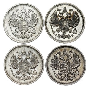 Russia - Nicholas II. , 10 Kopecks LOT - 4 pcs