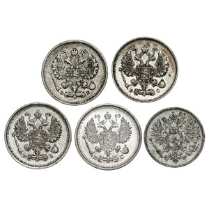 Russia - Nicholas II. , 10 Kopecks LOT - 5 pcs
