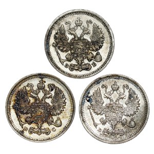Russia - Nicholas II. , 10 Kopecks LOT - 3 pcs