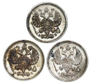 Russia - Nicholas II. , 10 Kopecks LOT - 3 pcs