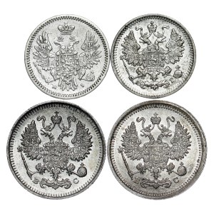 Russia - Alexander II & Nicholas II. , 5, 10 Kopecks LOT - 4 pcs