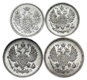 Russia - Alexander II & Nicholas II. , 5, 10 Kopecks LOT - 4 pcs