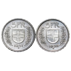 Switzerland - 5 Francs - 1931 , 1932