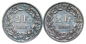 Switzerland - 2 Francs - 1907 , 1909