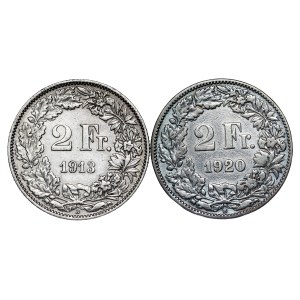 Switzerland - 2 Francs - 1913 , 1920