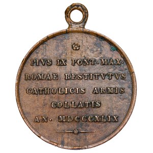 Papal States - Pius IX, Rome returned to the Catholics, 1849, Bronze Medal
