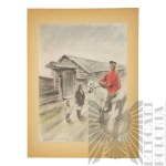 Zdzisław CZERMAŃSKI (1900 - 1970), - Litografia z 1936 roku z cyklu Piłsudski na Syberii