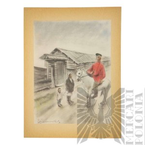 Zdzisław CZERMAŃSKI (1900 - 1970), - Lithograph from 1936 from the series Pilsudski in Siberia