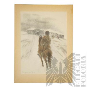 Zdzisław CZERMAŃSKI (1900 - 1970), - Lithograph from 1936 from the series Pilsudski in Siberia