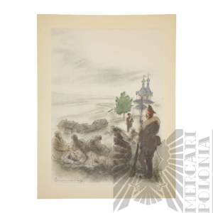 Zdzisław CZERMAŃSKI (1900 - 1970), - Lithograph from 1936 from the series Pilsudski in Siberia