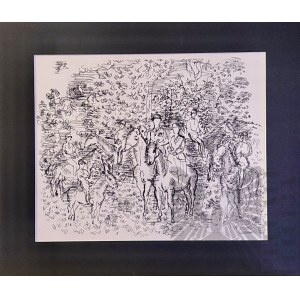Raoul DUFY (1877 - 1953), Equitation au Bois de Boulogne (Jízda na koni v Bouloňském lese),1965