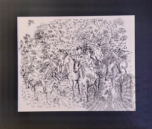 Raoul DUFY (1877 - 1953), Equitation au Bois de Boulogne, (Horseback riding in the Forest of Boulogne),1965