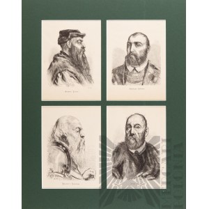 Jan MATEJKO (1838-1893), Cztery portrety współoprawne, 1876 |1.Albert Łaski 2. Andrzej Górka 3. Walenty Dębinski 4. Jerzy Pipan