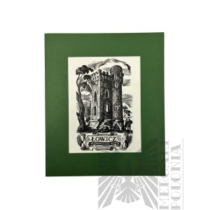 Stanisław RACZYŃSKI(1903-1982), drzeworyt z cyklu „Zabytki Polski” Łowicz - Średniowieczna baszta.