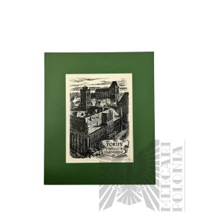 Stanisław RACZYŃSKI (1903-1982), drzeworyt z cyklu „Zabytki Polski” Toruń - Ratusz Staromiejski.