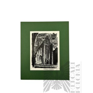 Stanisław RACZYŃSKI (1903-1982), drzeworyt z cyklu „Zabytki Polski” Pelpin - Katedra,