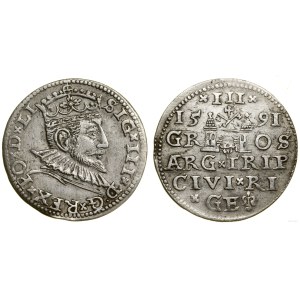 Polska, trojak, 1591, Ryga