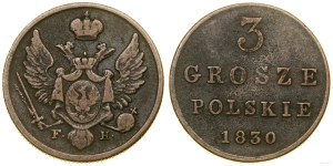 Poland, 3 Polish pennies, 1830 FH, Warsaw