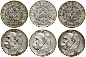 Poland, 3 x 5 gold set, 1934-1936, Warsaw