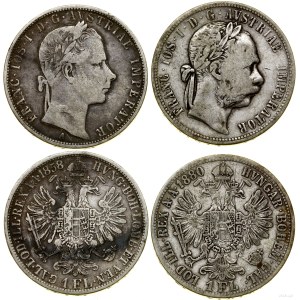 Austria, zestaw 2 x 1 floren, 1858 A, 1880, Wiedeń