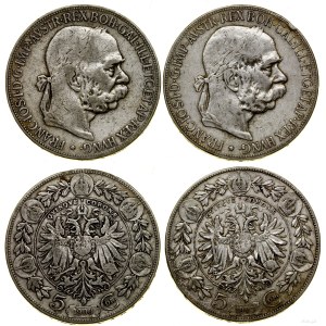 Austria, lot 2 x 5 koron, 1900, 1907, Wiedeń