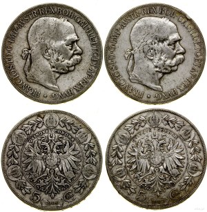 Austria, flight 2 x 5 crowns, 1900, 1907, Vienna