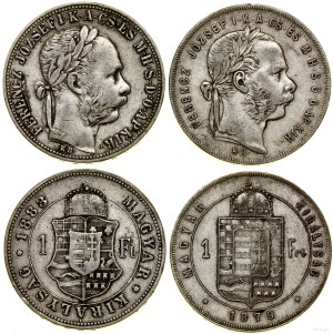 Hungary, set of 2 x 1 forint, 1879 KB, 1883 KB, Kremnica