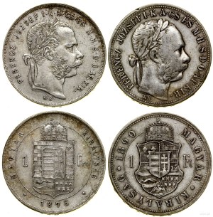 Hungary, set of 2 x 1 forint, 1875 KB, 1890 KB, Kremnica