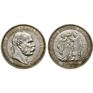Węgry, 5 koron, 1907 KB, Kremnica