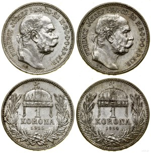 Hungary, 2 x 1 crown lot, 1914 KB, 1915 KB, Kremnica