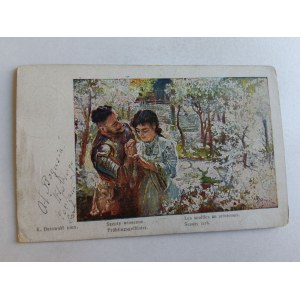 MALARSTWO POLSKIE BATOWSKI SZEPTY WIOSENNE ZNACZEK STEMPEL, 1919 R
