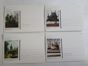 SET OF 8 POSTCARDS BIELSKO ŻYWIEC, SZLAKIEM DREWNIANEGO BUDOWNICTWA SAKRALNEGO W DIECEZJI BIELSKO ŻYWIECKIEJ, MIKUSZOWICE STARA WIEŚ SZCZYRK GILOWICE SOBLÓWKA