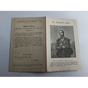 MODLITEWNIK ŚW BENEDYKT LABRE KRAKÓW 1887 R, KS ALBIN